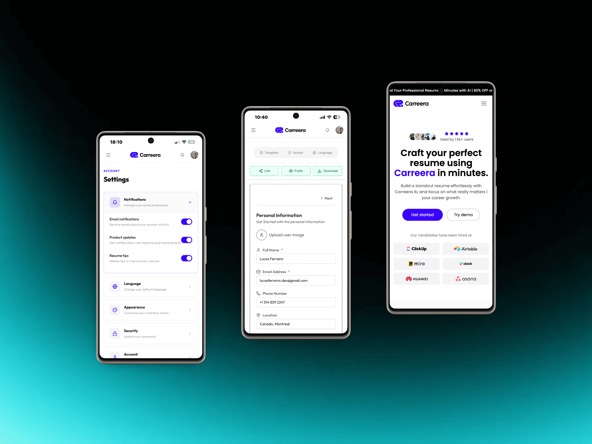 Carreera — SaaS Platform website