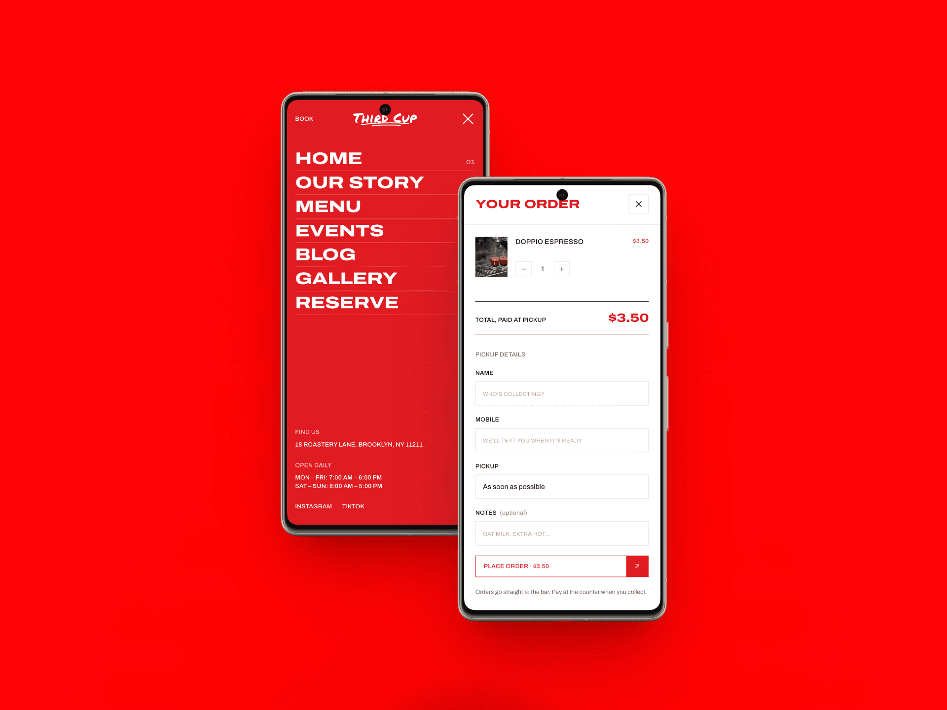 The Third Cup — Coffee Shop website, screen 2