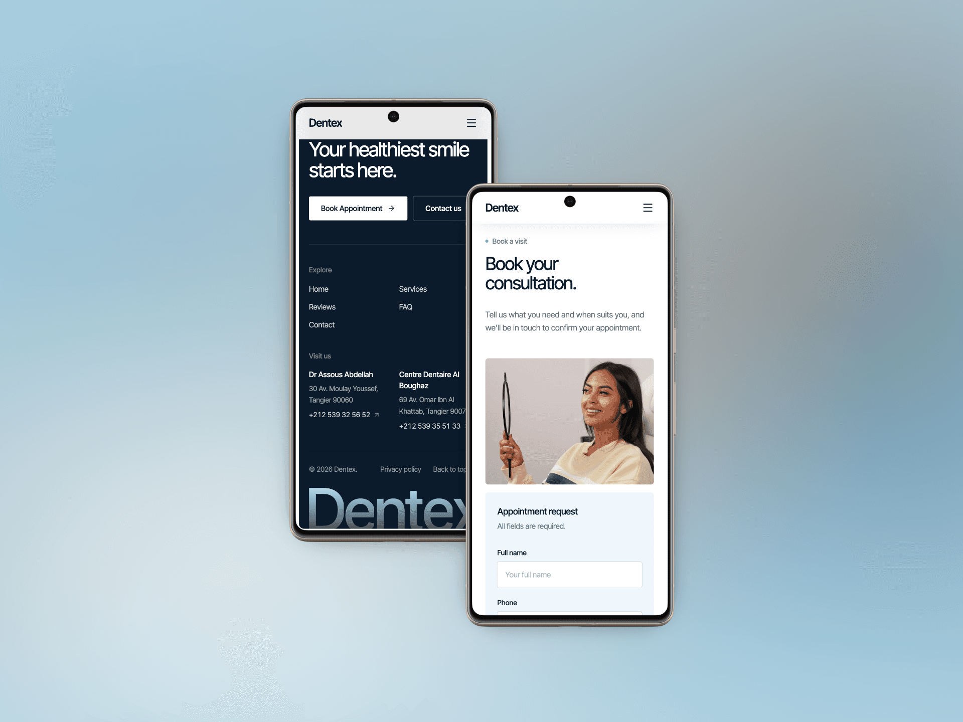 Dentex Dental — Healthcare website, screen 2