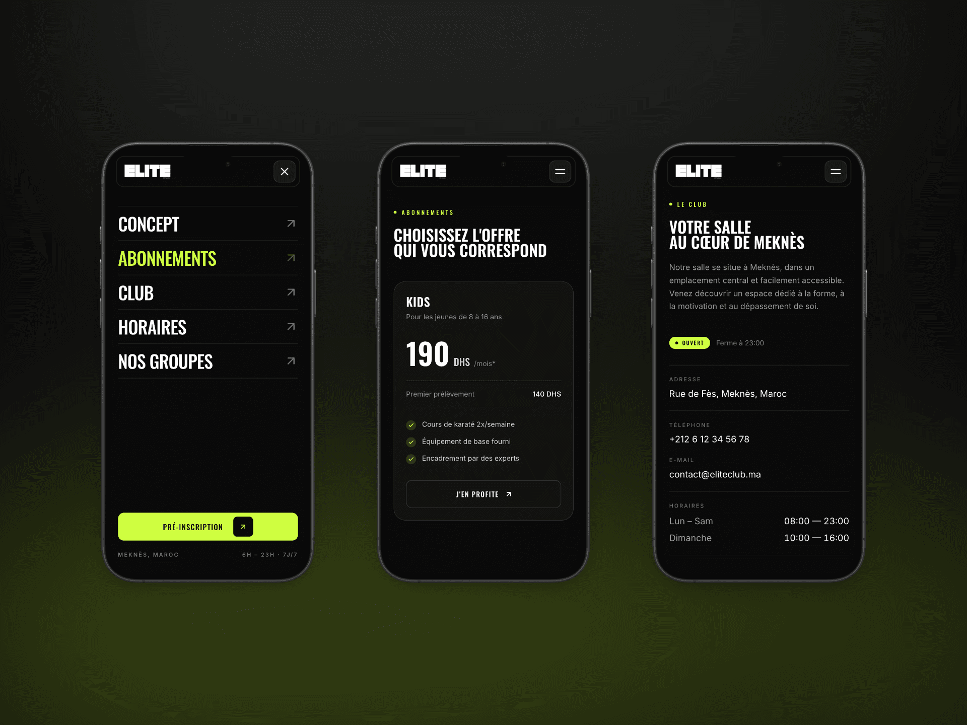 Elite Fitness Meknes — Fitness website, screen 2